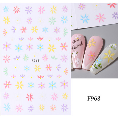 Plavi leptir Naljepnice za nokte Naljepnice Cvijeće Ukrasi 3D klizači Holografski dizajni Ljetne folije za nokte Manikura TRF672-681