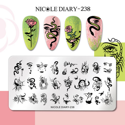 NICOLE NAPLÓ Valentin szív vonal bélyegző lemezek szerelmes levél körömbélyegzés manikűr bélyeg köröm stencil levelek virág