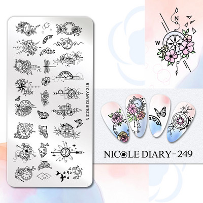 NICOLE NAPLÓ Valentin szív vonal bélyegző lemezek szerelmes levél körömbélyegzés manikűr bélyeg köröm stencil levelek virág