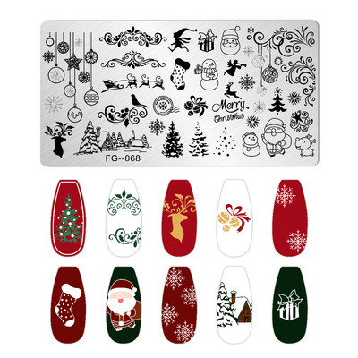 Nagu mākslas zīmogplāksnes Dzīvnieku Ziemassvētku sniegpārsla attēls Nagu mākslas dēļa zīmoga veidne nerūsējošā tērauda manikīrs nagu dizains