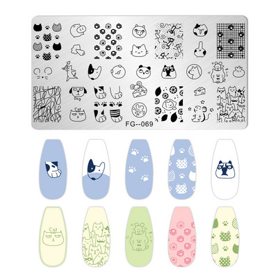 Nagu mākslas zīmogplāksnes Dzīvnieku Ziemassvētku sniegpārsla attēls Nagu mākslas dēļa zīmoga veidne nerūsējošā tērauda manikīrs nagu dizains