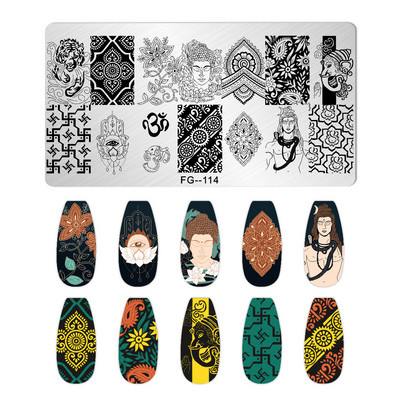 Nagu mākslas zīmogplāksnes Dzīvnieku Ziemassvētku sniegpārsla attēls Nagu mākslas dēļa zīmoga veidne nerūsējošā tērauda manikīrs nagu dizains