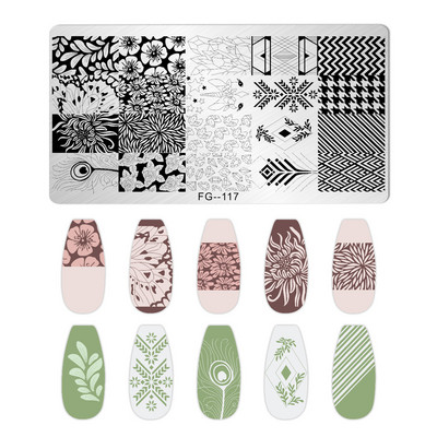 Nagu mākslas zīmogplāksnes Dzīvnieku Ziemassvētku sniegpārsla attēls Nagu mākslas dēļa zīmoga veidne nerūsējošā tērauda manikīrs nagu dizains