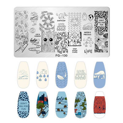 Nagu mākslas zīmogplāksnes Dzīvnieku Ziemassvētku sniegpārsla attēls Nagu mākslas dēļa zīmoga veidne nerūsējošā tērauda manikīrs nagu dizains