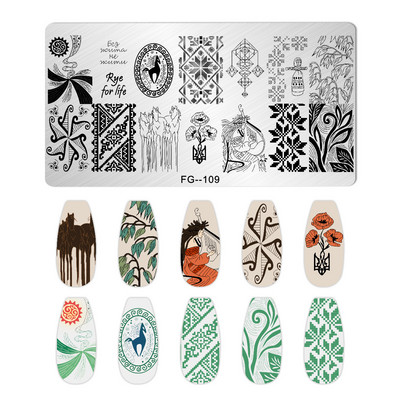 Nagu mākslas zīmogplāksnes Dzīvnieku Ziemassvētku sniegpārsla attēls Nagu mākslas dēļa zīmoga veidne nerūsējošā tērauda manikīrs nagu dizains