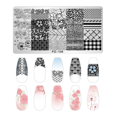 Nagu mākslas zīmogplāksnes Dzīvnieku Ziemassvētku sniegpārsla attēls Nagu mākslas dēļa zīmoga veidne nerūsējošā tērauda manikīrs nagu dizains