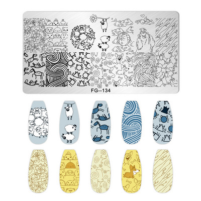 Nagu mākslas zīmogplāksnes Dzīvnieku Ziemassvētku sniegpārsla attēls Nagu mākslas dēļa zīmoga veidne nerūsējošā tērauda manikīrs nagu dizains