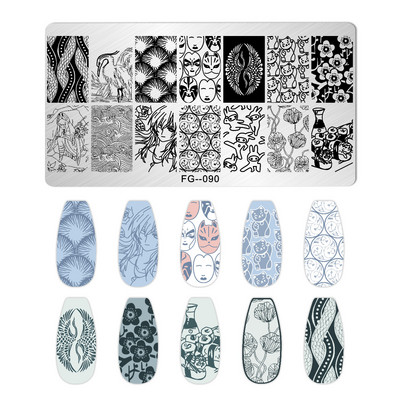 Nagu mākslas zīmogplāksnes Dzīvnieku Ziemassvētku sniegpārsla attēls Nagu mākslas dēļa zīmoga veidne nerūsējošā tērauda manikīrs nagu dizains