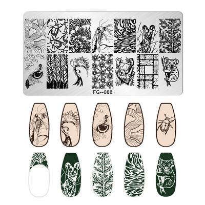 Nagu mākslas zīmogplāksnes Dzīvnieku Ziemassvētku sniegpārsla attēls Nagu mākslas dēļa zīmoga veidne nerūsējošā tērauda manikīrs nagu dizains