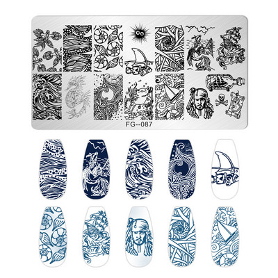 Nagu mākslas zīmogplāksnes Dzīvnieku Ziemassvētku sniegpārsla attēls Nagu mākslas dēļa zīmoga veidne nerūsējošā tērauda manikīrs nagu dizains