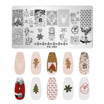 Nagu mākslas zīmogplāksnes Dzīvnieku Ziemassvētku sniegpārsla attēls Nagu mākslas dēļa zīmoga veidne nerūsējošā tērauda manikīrs nagu dizains