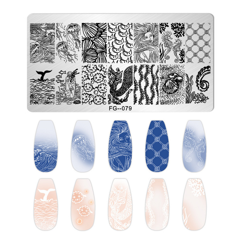 Nagu mākslas zīmogplāksnes Dzīvnieku Ziemassvētku sniegpārsla attēls Nagu mākslas dēļa zīmoga veidne nerūsējošā tērauda manikīrs nagu dizains