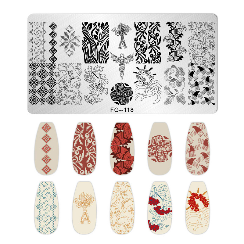 Nagu mākslas zīmogplāksnes Dzīvnieku Ziemassvētku sniegpārsla attēls Nagu mākslas dēļa zīmoga veidne nerūsējošā tērauda manikīrs nagu dizains