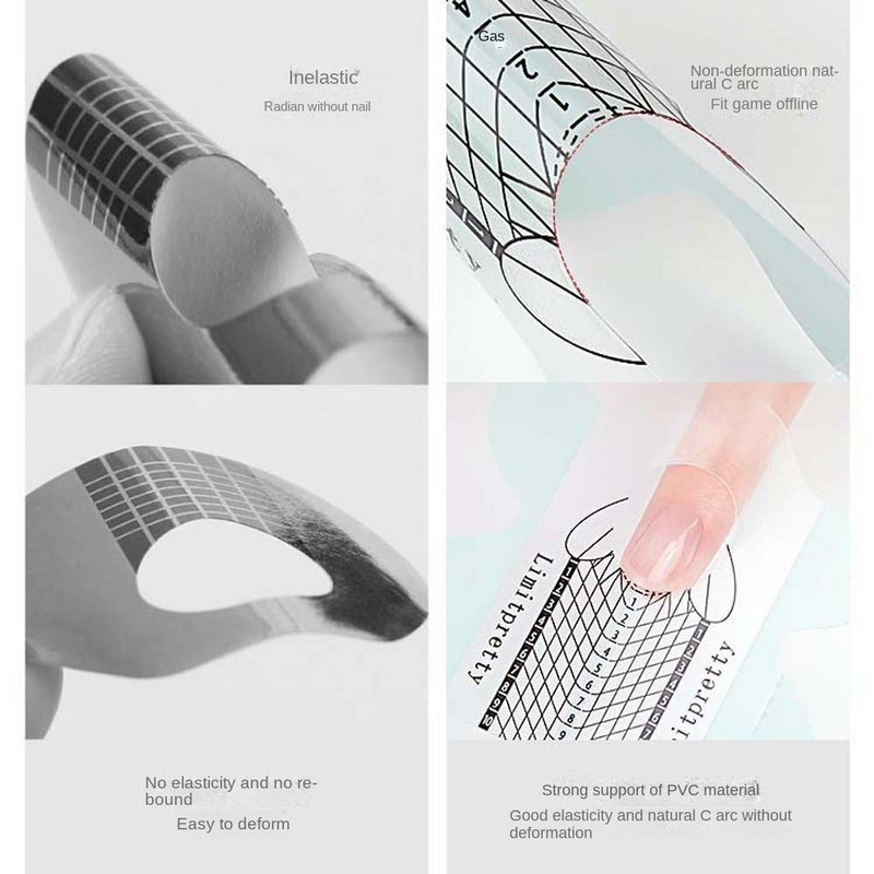 100Pcs/set DIY alati za uređenje noktiju Ladica za papir za nokte Pribor za nadogradnju noktiju Obrasci za nokte Šablone za nadogradnju noktiju Graditelj ekstenzija