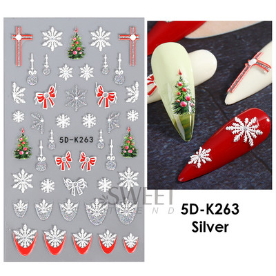 5D Zelta sudraba mirdzošas uzlīmes Sniegpārsla Gonka Lācis Laternas spieķis Ziemas Ziemassvētki Reljefs Slīdnis Ziemassvētki gravēti nagu aksesuāri