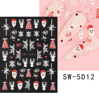 5D Zelta sudraba mirdzošas uzlīmes Sniegpārsla Gonka Lācis Laternas spieķis Ziemas Ziemassvētki Reljefs Slīdnis Ziemassvētki gravēti nagu aksesuāri