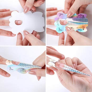 Ослепителна лазерна френска форма за нокти Nail Art Tips Extension Form Професионален UV гел Фалшиви нокти Стикер Мухъл Шаблони Инструменти за маникюр