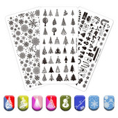 Ziemassvētku sērijas nagu apzīmogošanas plāksne Vasaras Ziemassvētku eglīte Sniegavīrs Ziemeļbrieža zīmoga veidne Nagu mākslas drukas trafareti rīki