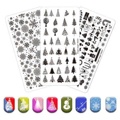 Seria de Crăciun Placă de ștanțare a unghiilor Pomul de Crăciun de vară Om de zăpadă Ren Șablon de ștampilă Nail Art Printing Șabloane Instrumente