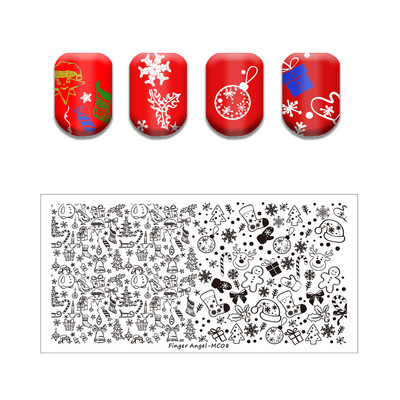 Ziemassvētku sērijas nagu apzīmogošanas plāksne Vasaras Ziemassvētku eglīte Sniegavīrs Ziemeļbrieža zīmoga veidne Nagu mākslas drukas trafareti rīki