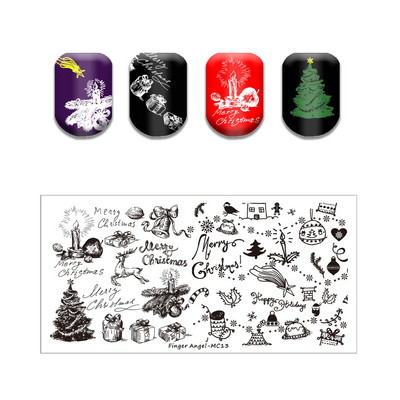 Ziemassvētku sērijas nagu apzīmogošanas plāksne Vasaras Ziemassvētku eglīte Sniegavīrs Ziemeļbrieža zīmoga veidne Nagu mākslas drukas trafareti rīki