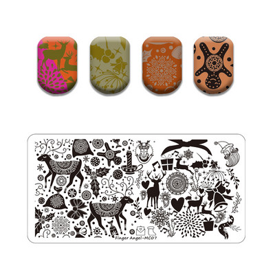 Ziemassvētku sērijas nagu apzīmogošanas plāksne Vasaras Ziemassvētku eglīte Sniegavīrs Ziemeļbrieža zīmoga veidne Nagu mākslas drukas trafareti rīki