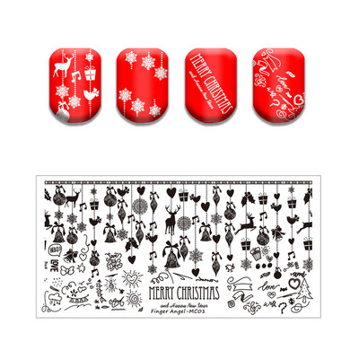 Ziemassvētku sērijas nagu apzīmogošanas plāksne Vasaras Ziemassvētku eglīte Sniegavīrs Ziemeļbrieža zīmoga veidne Nagu mākslas drukas trafareti rīki