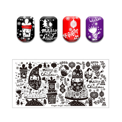 Ziemassvētku sērijas nagu apzīmogošanas plāksne Vasaras Ziemassvētku eglīte Sniegavīrs Ziemeļbrieža zīmoga veidne Nagu mākslas drukas trafareti rīki