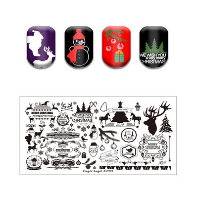 Ziemassvētku sērijas nagu apzīmogošanas plāksne Vasaras Ziemassvētku eglīte Sniegavīrs Ziemeļbrieža zīmoga veidne Nagu mākslas drukas trafareti rīki