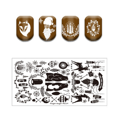 Ziemassvētku sērijas nagu apzīmogošanas plāksne Vasaras Ziemassvētku eglīte Sniegavīrs Ziemeļbrieža zīmoga veidne Nagu mākslas drukas trafareti rīki