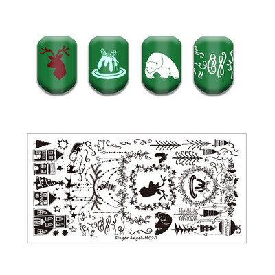 Ziemassvētku sērijas nagu apzīmogošanas plāksne Vasaras Ziemassvētku eglīte Sniegavīrs Ziemeļbrieža zīmoga veidne Nagu mākslas drukas trafareti rīki