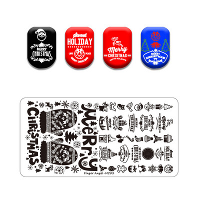 Ziemassvētku sērijas nagu apzīmogošanas plāksne Vasaras Ziemassvētku eglīte Sniegavīrs Ziemeļbrieža zīmoga veidne Nagu mākslas drukas trafareti rīki