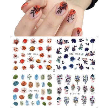 4 в 1 Стикери за нокти Водни стикери Летни плодове Диня Цветя Абстрактно изкуство за нокти Стикери Плъзгачи Декорации за татуировки TRI01-19
