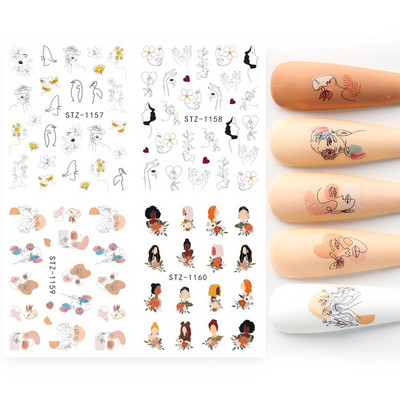 4 u 1 naljepnice za nokte vodene naljepnice ljetno voće cvijeće lubenice apstraktni naljepnice za nokte klizači ukrasi za tetovaže TRI01-19