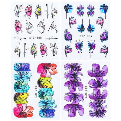 4 u 1 naljepnice za nokte vodene naljepnice ljetno voće cvijeće lubenice apstraktni naljepnice za nokte klizači ukrasi za tetovaže TRI01-19