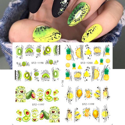 4 u 1 naljepnice za nokte vodene naljepnice ljetno voće cvijeće lubenice apstraktni naljepnice za nokte klizači ukrasi za tetovaže TRI01-19