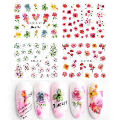4 u 1 naljepnice za nokte vodene naljepnice ljetno voće cvijeće lubenice apstraktni naljepnice za nokte klizači ukrasi za tetovaže TRI01-19