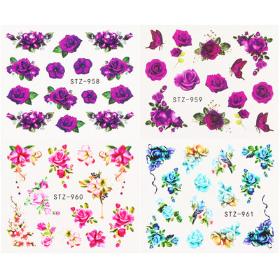 4 u 1 naljepnice za nokte vodene naljepnice ljetno voće cvijeće lubenice apstraktni naljepnice za nokte klizači ukrasi za tetovaže TRI01-19