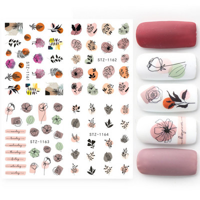 4 u 1 naljepnice za nokte vodene naljepnice ljetno voće cvijeće lubenice apstraktni naljepnice za nokte klizači ukrasi za tetovaže TRI01-19
