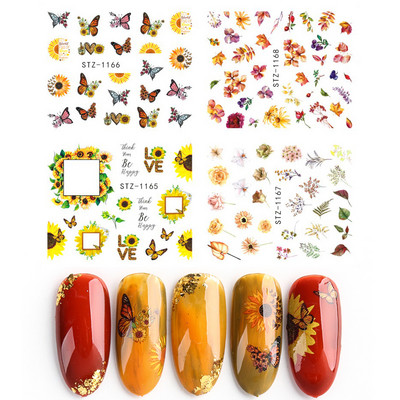4 u 1 naljepnice za nokte vodene naljepnice ljetno voće cvijeće lubenice apstraktni naljepnice za nokte klizači ukrasi za tetovaže TRI01-19
