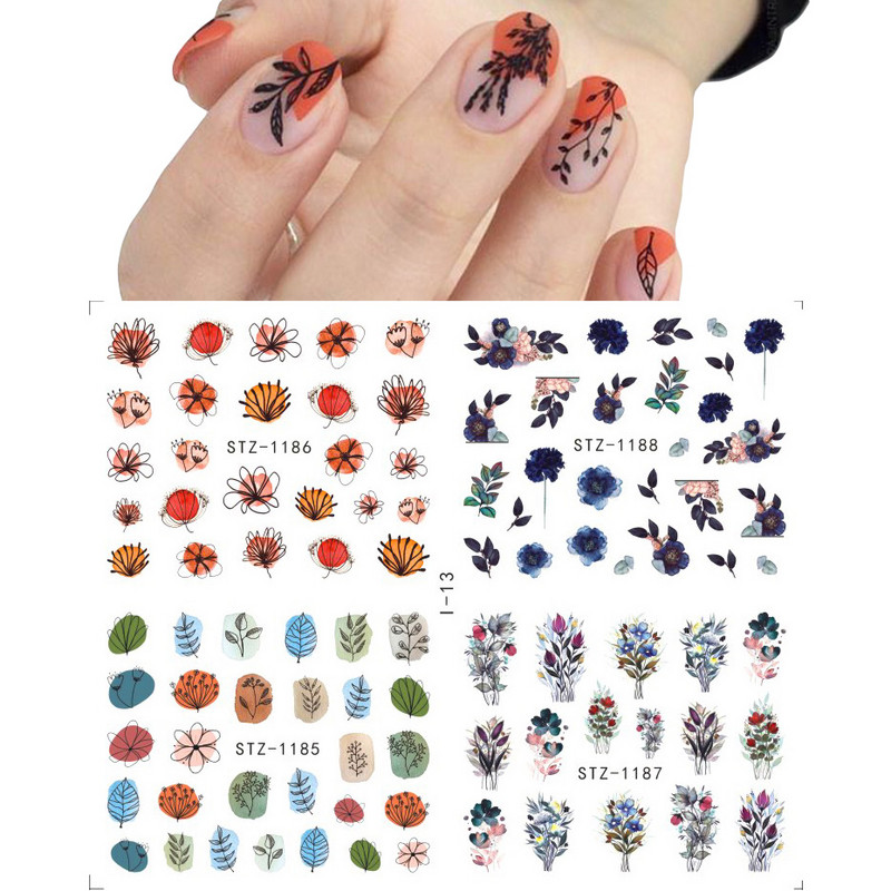 4 u 1 naljepnice za nokte vodene naljepnice ljetno voće cvijeće lubenice apstraktni naljepnice za nokte klizači ukrasi za tetovaže TRI01-19