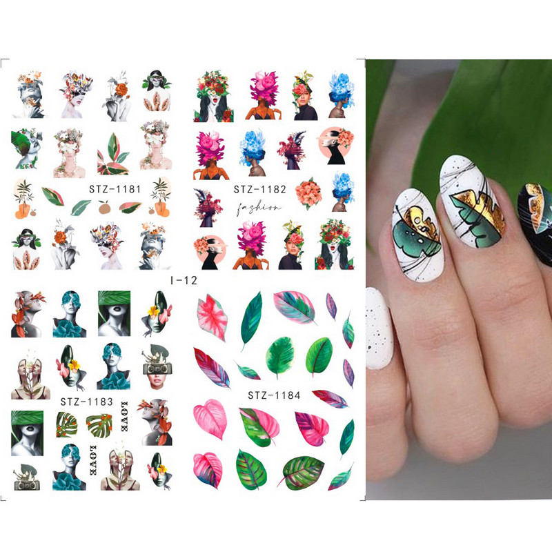 4 u 1 naljepnice za nokte vodene naljepnice ljetno voće cvijeće lubenice apstraktni naljepnice za nokte klizači ukrasi za tetovaže TRI01-19