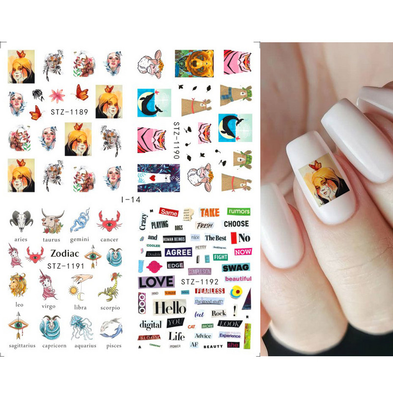 4 u 1 naljepnice za nokte vodene naljepnice ljetno voće cvijeće lubenice apstraktni naljepnice za nokte klizači ukrasi za tetovaže TRI01-19