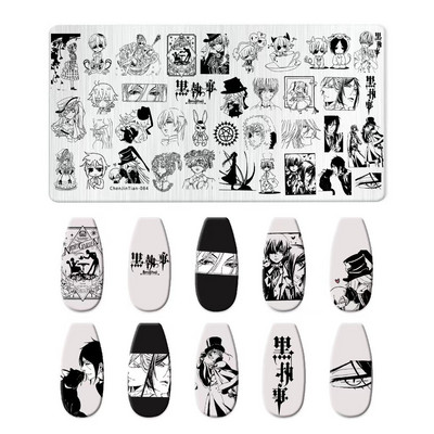 Tradicionālās ķīniešu rakstzīmes nagu apzīmogošanas plāksnes multfilmu varoņu tēlu dizains nagu pārneses veidne nagu mākslas zīmogs