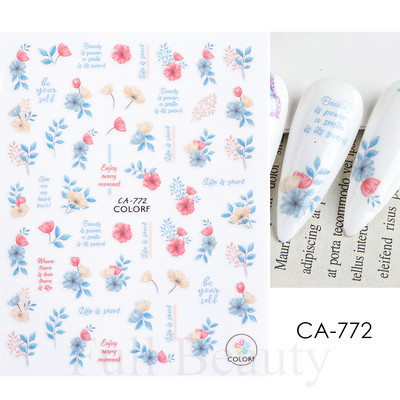 3D Nagu uzlīmes Ziedi Rozā Purpura Ziedi Ziedi Lapas Uzlīmes Nagu mākslas Līmes Slīdnes Piekariņi Manikīra Dekorācijas TRCA769