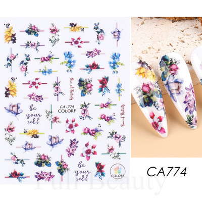 3D Nagu uzlīmes Ziedi Rozā Purpura Ziedi Ziedi Lapas Uzlīmes Nagu mākslas Līmes Slīdnes Piekariņi Manikīra Dekorācijas TRCA769