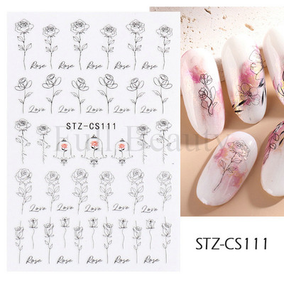 3D Nagu uzlīmes Ziedi Rozā Purpura Ziedi Ziedi Lapas Uzlīmes Nagu mākslas Līmes Slīdnes Piekariņi Manikīra Dekorācijas TRCA769