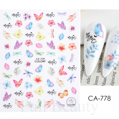 3D Nagu uzlīmes Ziedi Rozā Purpura Ziedi Ziedi Lapas Uzlīmes Nagu mākslas Līmes Slīdnes Piekariņi Manikīra Dekorācijas TRCA769