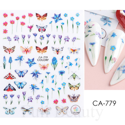 3D Nagu uzlīmes Ziedi Rozā Purpura Ziedi Ziedi Lapas Uzlīmes Nagu mākslas Līmes Slīdnes Piekariņi Manikīra Dekorācijas TRCA769