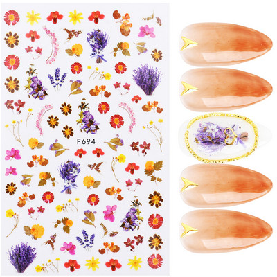 3D Nagu uzlīmes Ziedi Rozā Purpura Ziedi Ziedi Lapas Uzlīmes Nagu mākslas Līmes Slīdnes Piekariņi Manikīra Dekorācijas TRCA769